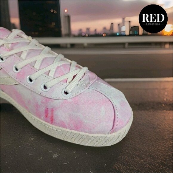 Tretorn Lace up Sneaker Mules Easy Nylite Canvas Pink White Dye - Women's Size 9 - Picture 14 of 15